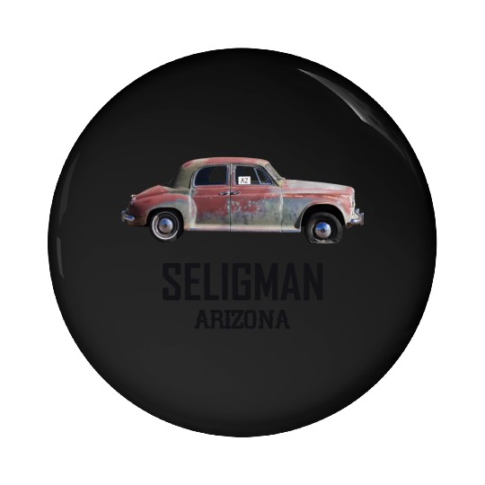 Old car city of Seligman in Arizonna, US Route 66 Pin Buttons