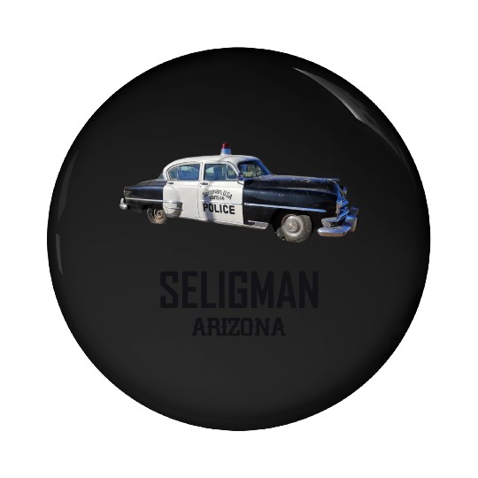 Old car city of Seligman in Arizonna, US Route 66 Pin Buttons