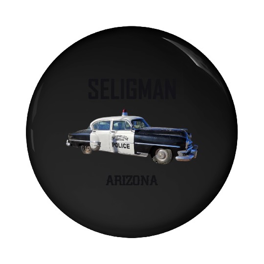 Old car city of Seligman in Arizonna, US Route 66 Pin Buttons