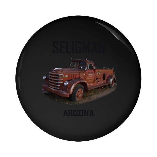 Old car city of Seligman in Arizonna, US Route 66 Pin Buttons