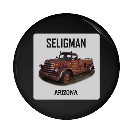 Old car city of Seligman in Arizonna, US Route 66 Pin Buttons