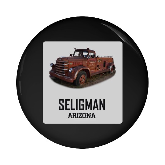 Old car city of Seligman in Arizonna, US Route 66 Pin Buttons