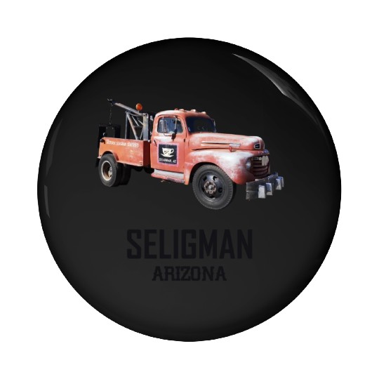 Old car city of Seligman in Arizonna, US Route 66 Pin Buttons