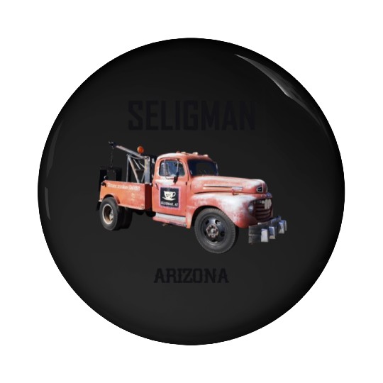 Old car city of Seligman in Arizonna, US Route 66 Pin Buttons