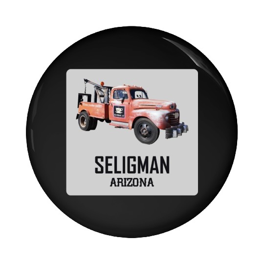 Old car city of Seligman in Arizonna, US Route 66 Pin Buttons