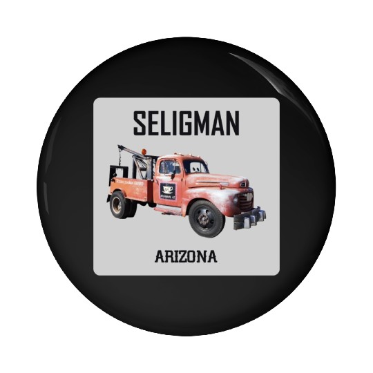 Old car city of Seligman in Arizonna, US Route 66 Pin Buttons