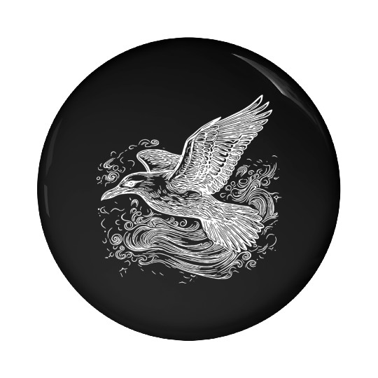 Elegant Flying Seagull Over The Water Pin Buttons