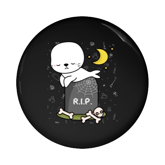 Boo Cute Seal Halloween design trick or treat RIP Pin Buttons