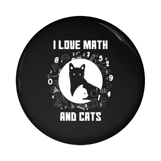 I Love Math And Cats Gift for Mathematics Lovers Pin Buttons