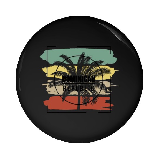 Dominican Republic Palm Tree Retro Artistic Pin Buttons
