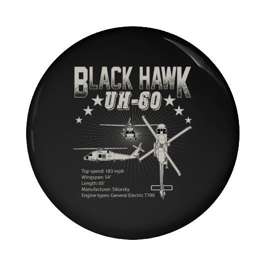 Sikorsky UH 60 Black Hawk Pin Buttons