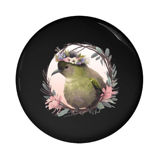 Tropical Kiwi Bird Flower Crown Floral Exotic Bird Pin Buttons