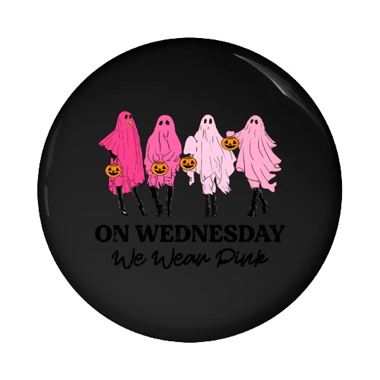 Breast Cancer On Wednesday We Wear Pink Halloween Pin Buttons