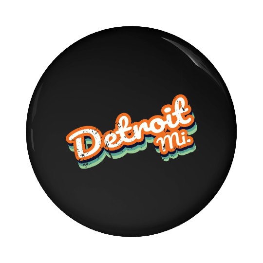 Retro Vintage Detroit Mi Pin Buttons