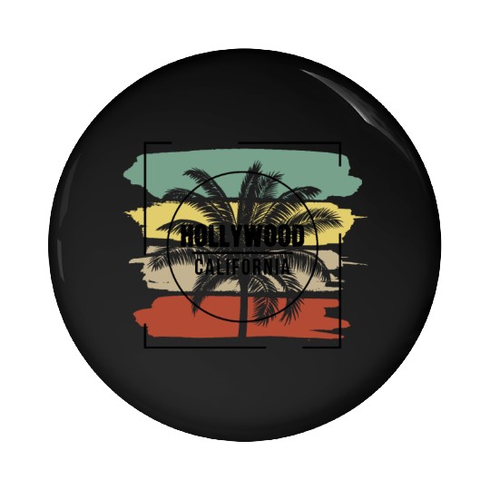 Hollywood California Stylish Retro Palm Tree Pin Buttons