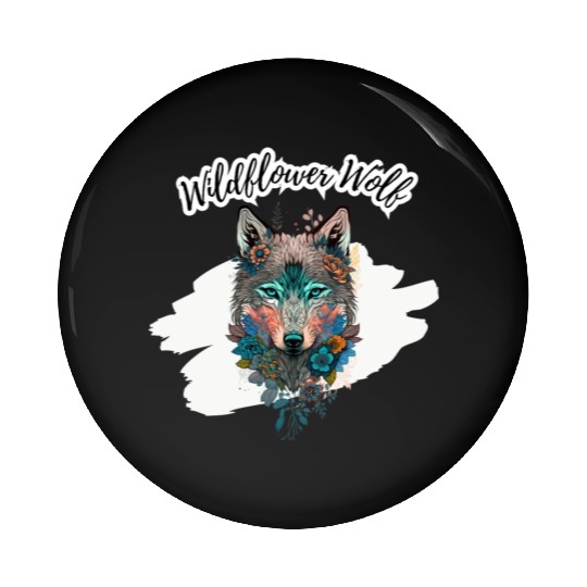 Wildflower Wolf Pin Buttons