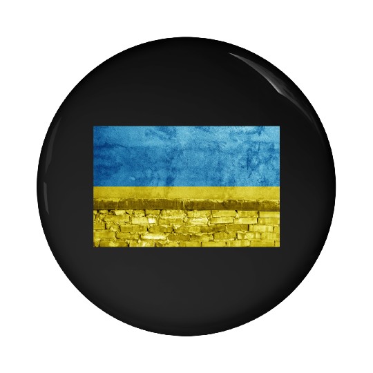 Brick wall with Ukraine flag Pin Buttons