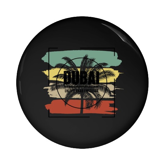 Dubai United Arab Emirates Palm Tree Retro Pin Buttons