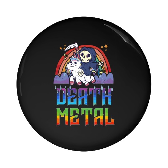 Death Metal & Unicorn Rainbow Pin Buttons