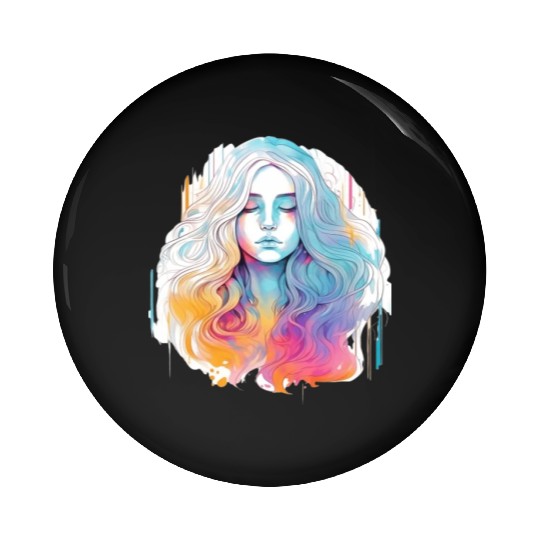 Glimmering Holographic Girl The Future is Now Pin Buttons