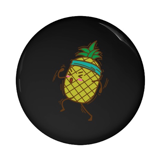Pineapple goes jogging or running sweet Fruit Pin Buttons