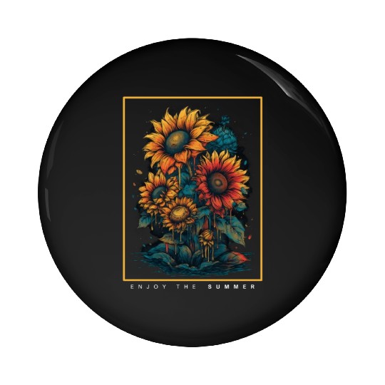 Psychedelic Sunflowers Garden Nature Lover Pin Buttons