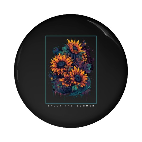 Psychedelic Sunflowers Garden Nature Lover Gift Pin Buttons