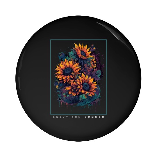 Psychedelic Sunflowers Garden Nature Lover Gift Pin Buttons