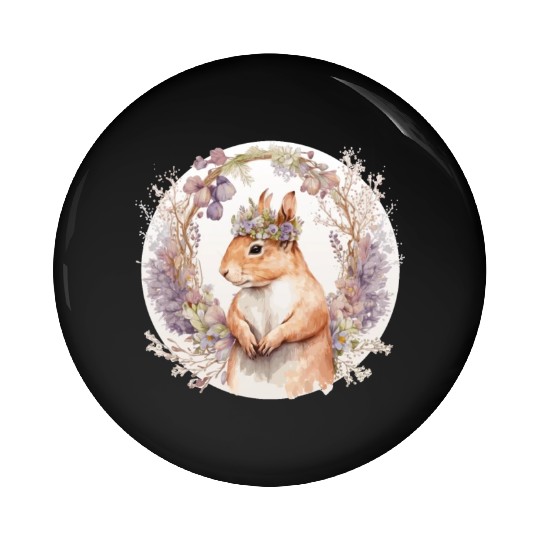 Cute Squirrel Flower Crown Boho Aesthetic Animal L Pin Buttons