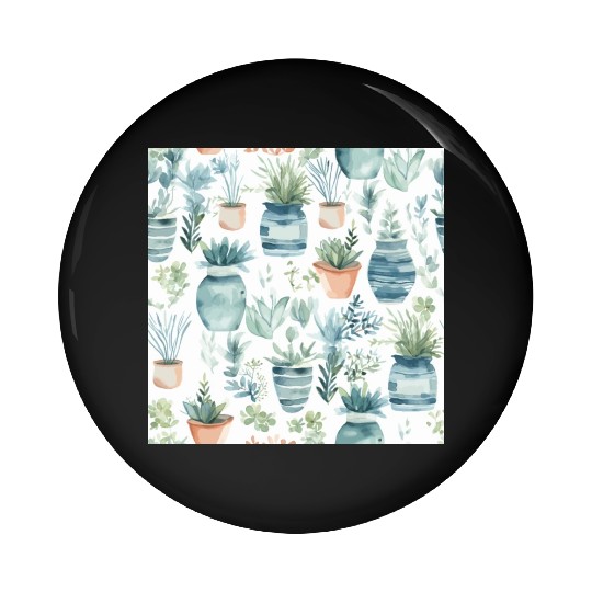 Watercolor Coastal Plants Pin Buttons