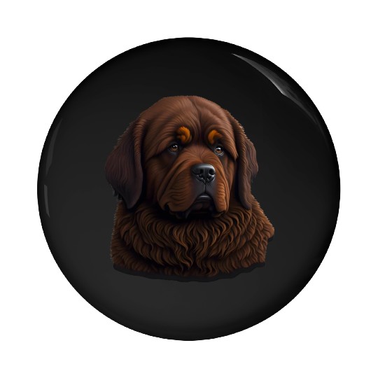 Brown Newfie Pin Buttons