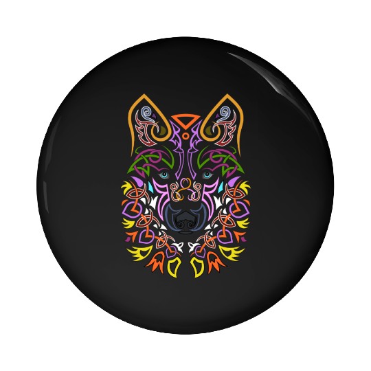 Celtic Wolf Design Pin Buttons