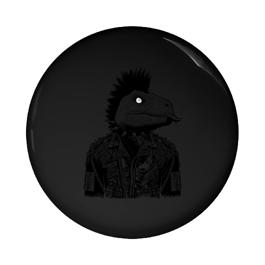Crested Punk Velociraptor Pin Buttons