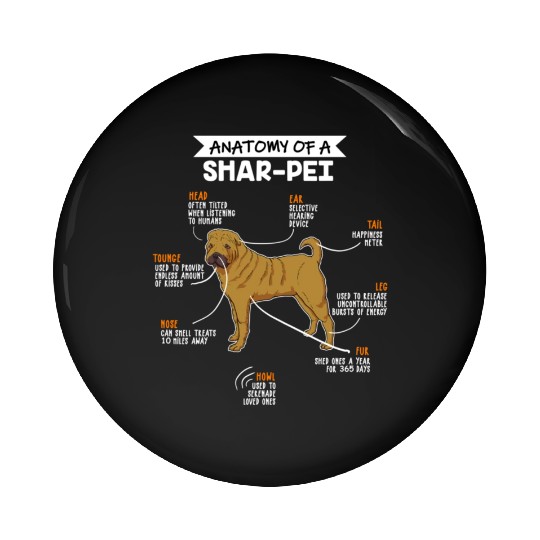 Anatomy Of A Shar Pei Dog Funny Dog Lover Gift Pin Buttons