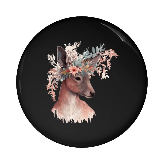 Cute Kangaroo Flower Crown Floral Kangaroo Lover Pin Buttons