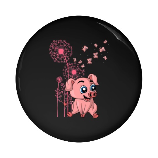 Dandelion Piglet Farm Animal Lover Farmer Cute Pig Pin Buttons