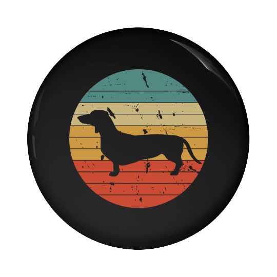 Daschund In sunset Circle Daschund Dog Lover Pin Buttons