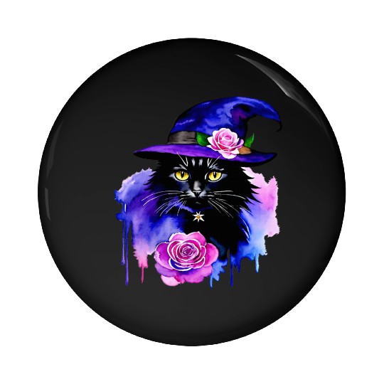 Watercolor Cat Halloween Sublimation Pin Buttons