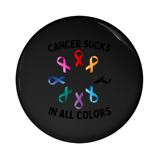 Cancer Sucks In All Colors Cancer Awareness Ribbon Pin Buttons