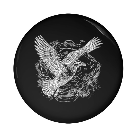 Flying Seagull Over The Water Cloud Pin Buttons