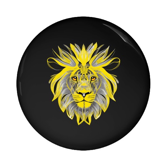 Lion Art Design Portrait Illustration yellow Pin Buttons