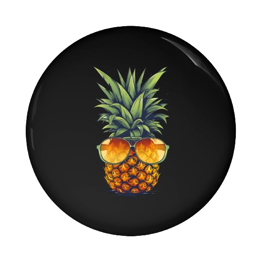 An adorable pineapple, wearing sunglasses Pin Buttons