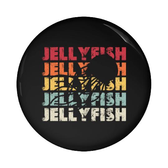 Retro Jellyfish Silhouette Men Women Ocean Lover Pin Buttons