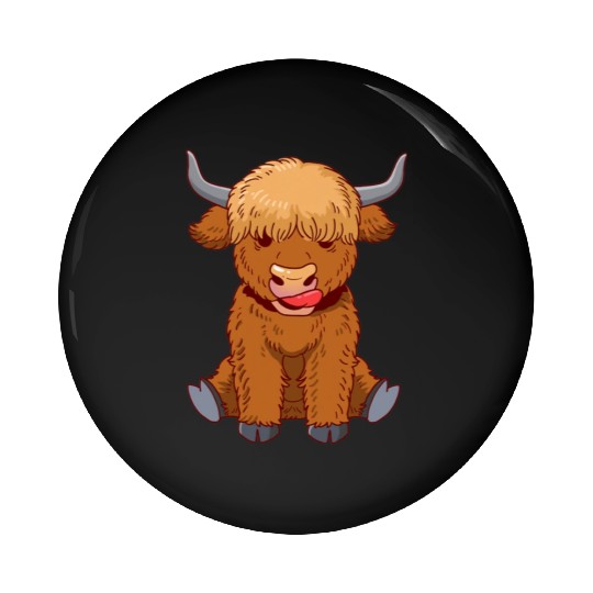 Scottish Highland Cow Cute Heifer Cattle Cow Farme Pin Buttons