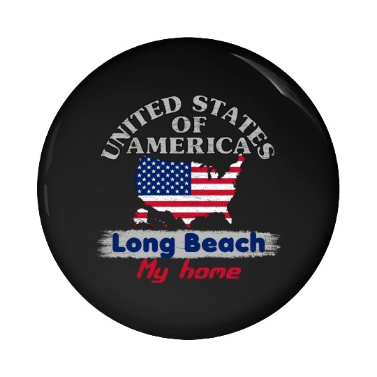 United States of America - Long Beach my home - us Pin Buttons