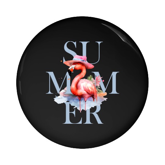 Summer Flamingo Pin Buttons