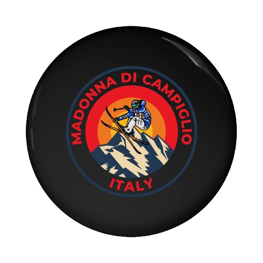 Vintage Skiing Madonna Di Campiglio Italy Sunset Pin Buttons