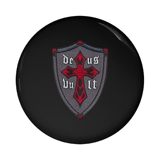 Deus Vult Cross on Shield Pin Buttons