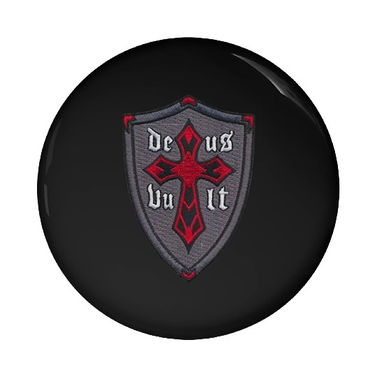 Deus Vult Cross on Shield Pin Buttons