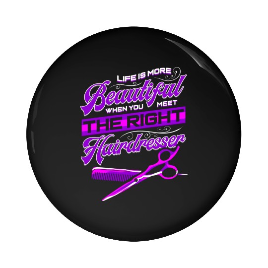 Hairdresser People Beautiful Barber Hairstylist Pin Buttons